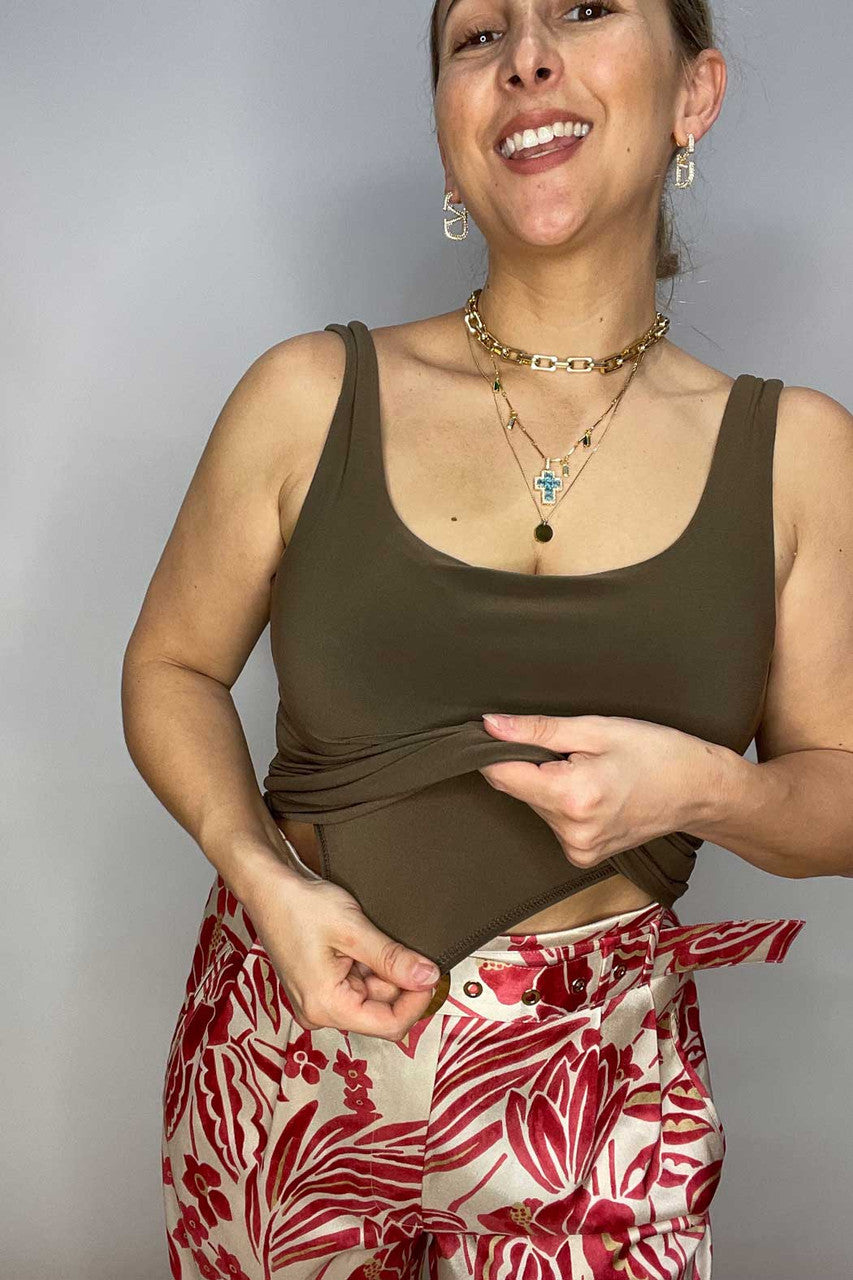 Mocha Jersey Double Layer Cami