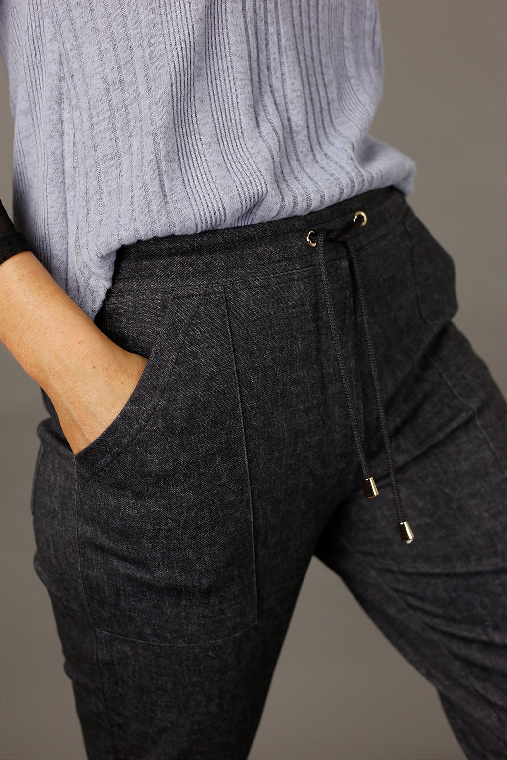 Black Denim Ponte Jogger - FINAL SALE