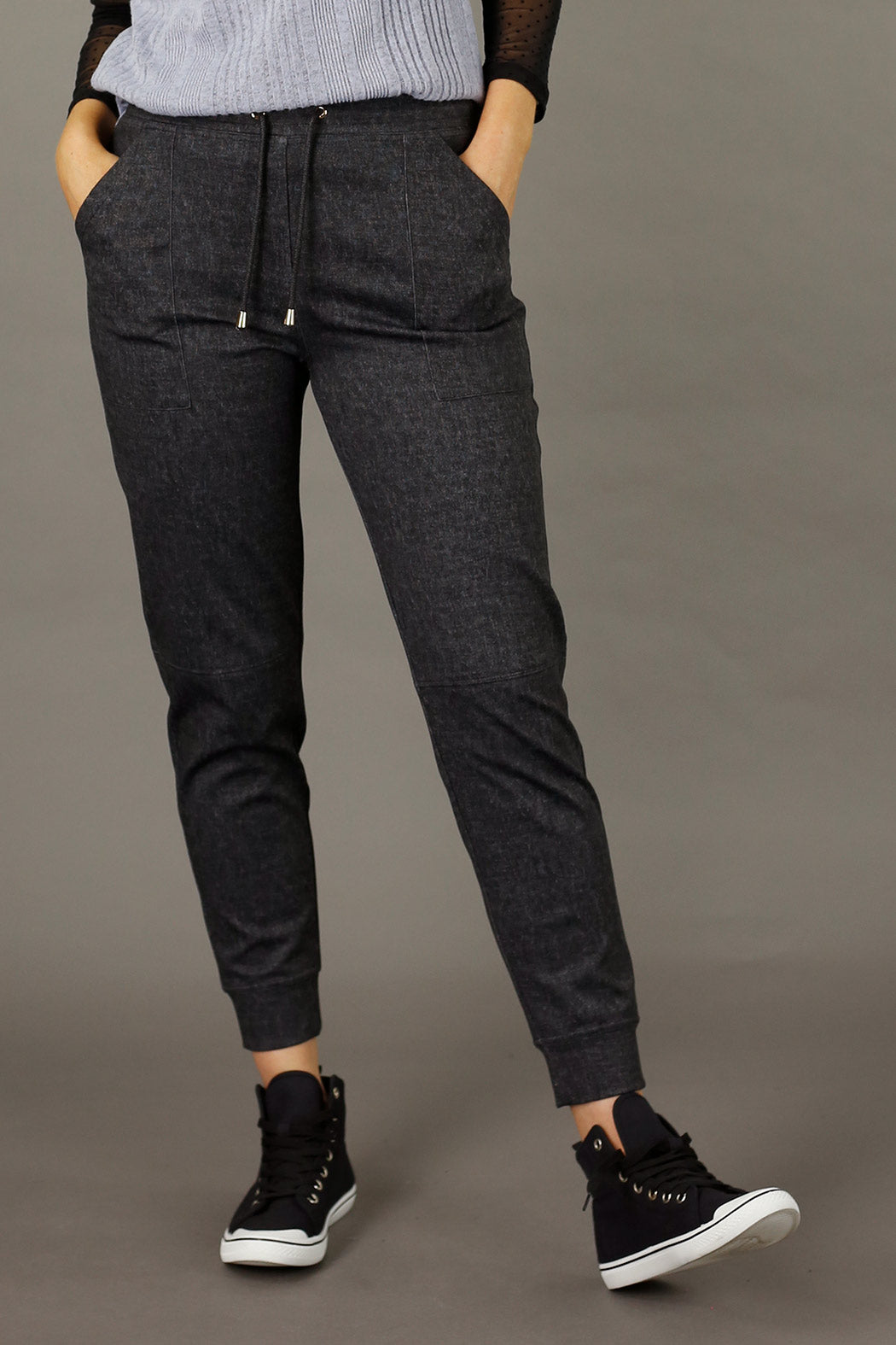 Black Denim Ponte Jogger - FINAL SALE