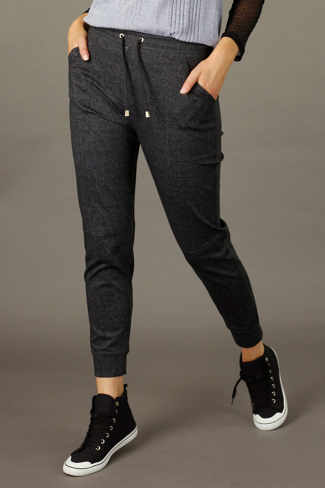 Black Denim Ponte Jogger - FINAL SALE
