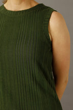 Khaki Rib Crew Cami