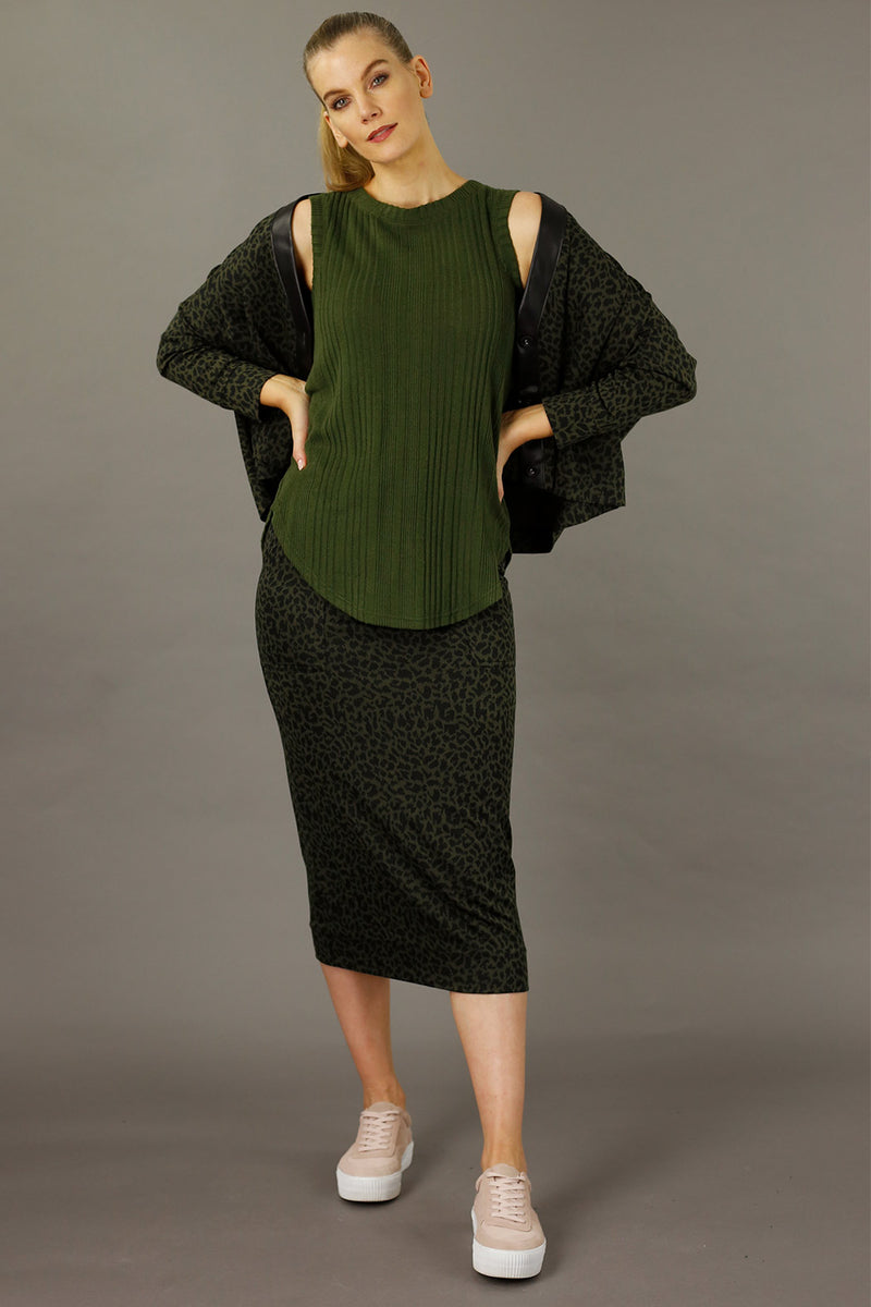 Khaki Rib Crew Cami