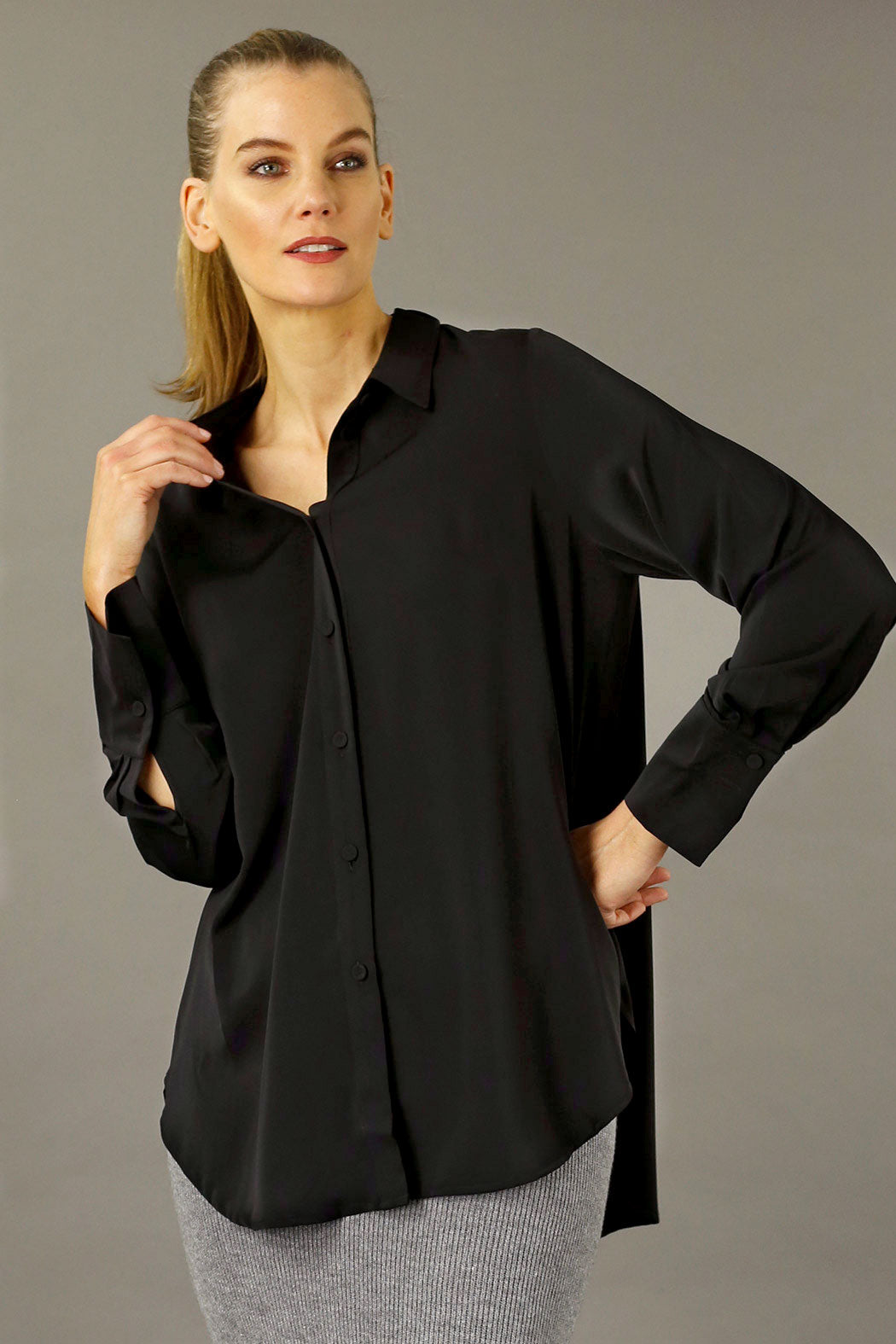 Black Soft Touch Boyfriend Shirt - SALE