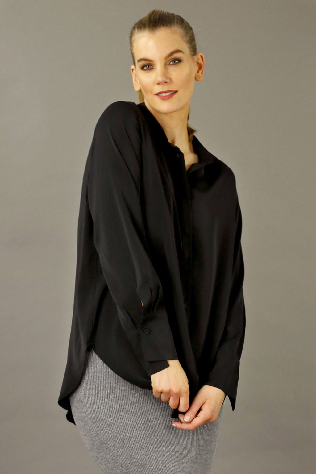 Black Soft Touch Boyfriend Shirt - SALE