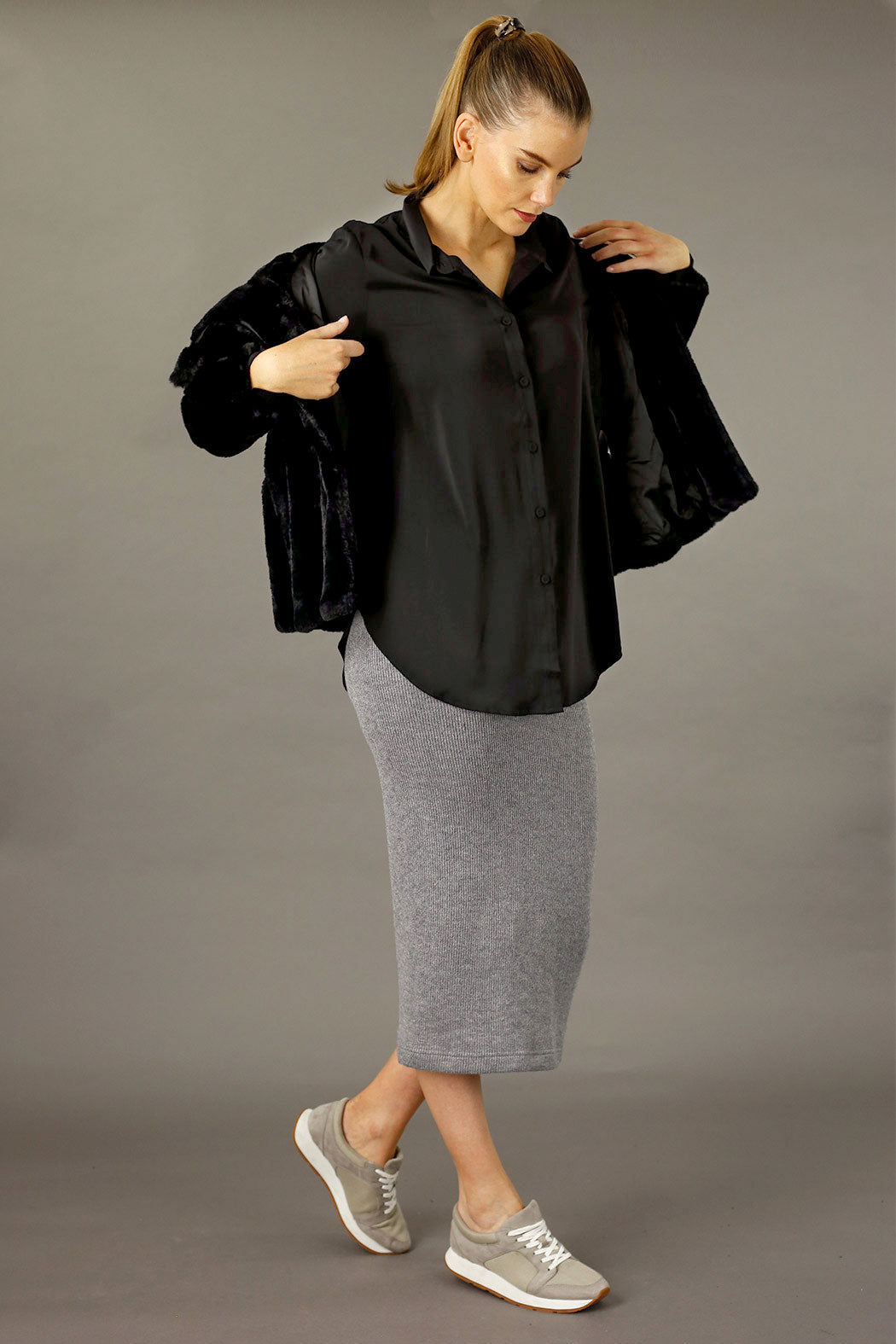 Black Soft Touch Boyfriend Shirt - SALE