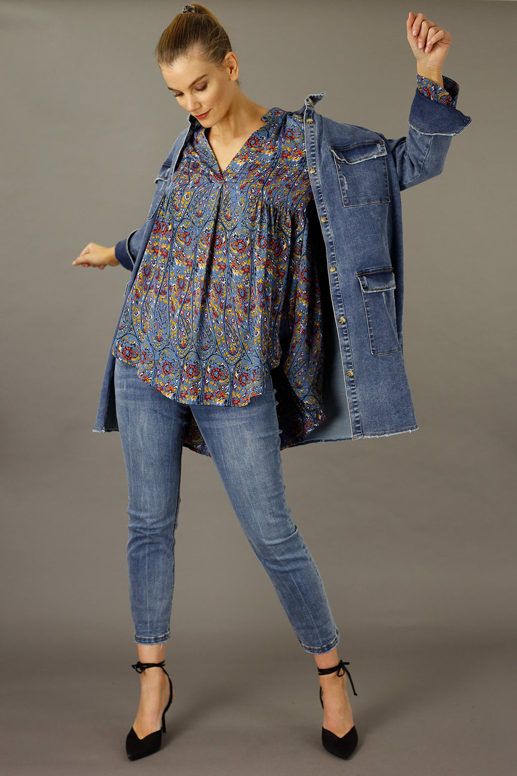 Paisley Nano Babydoll Shirt