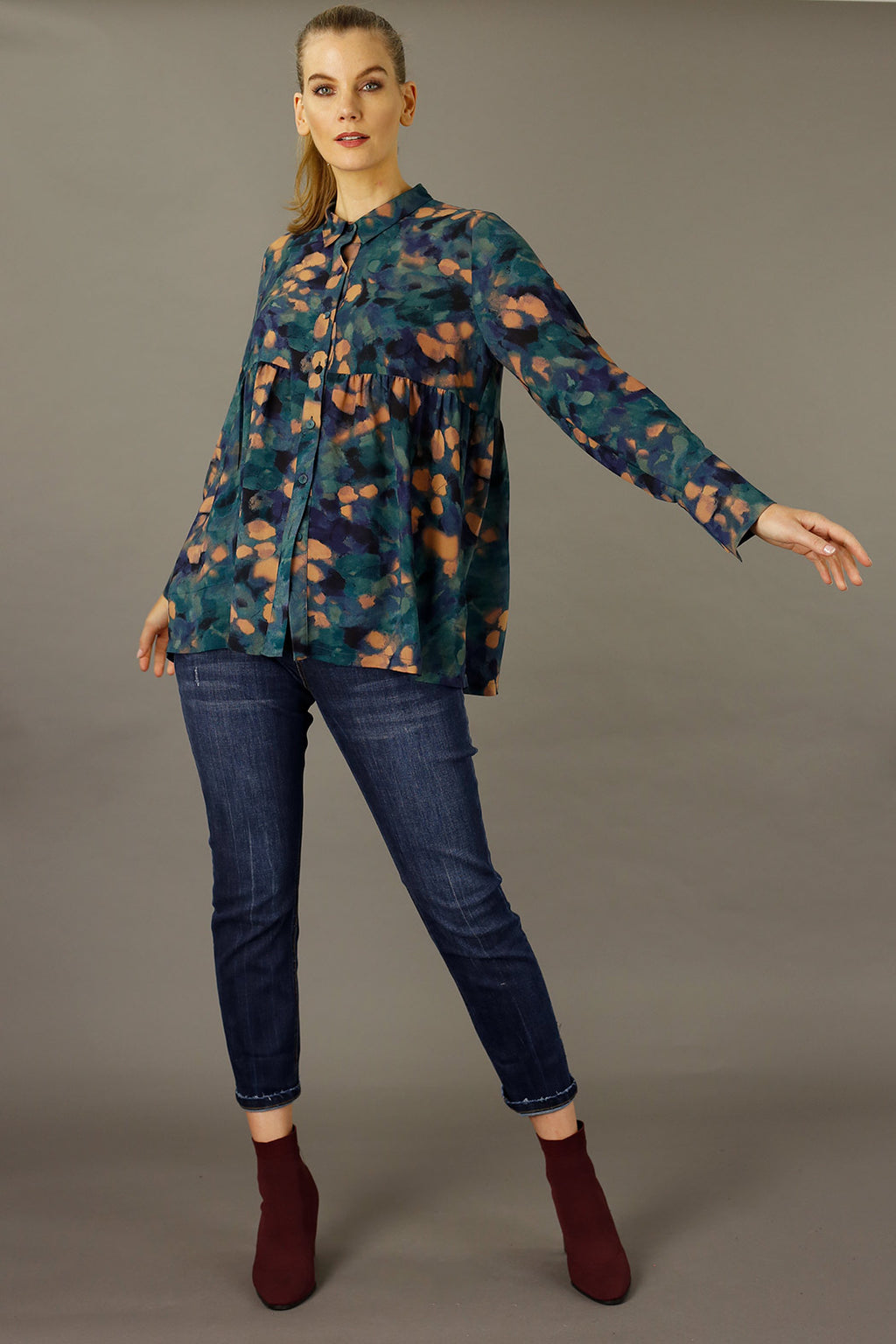 Teal Smudge Nano Claire Shirt - SALE