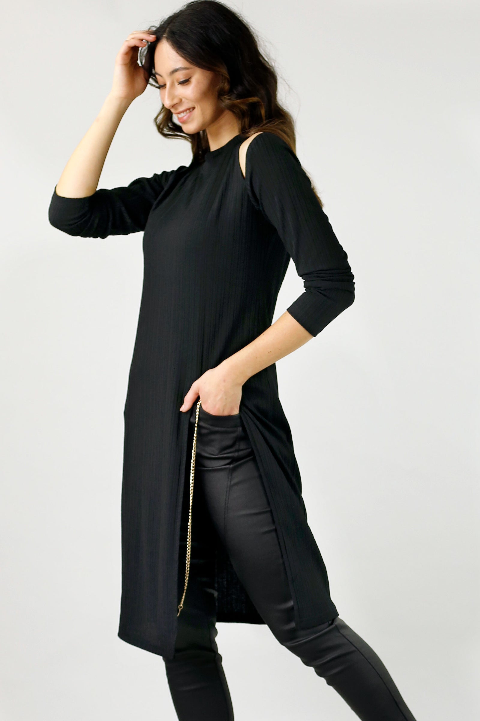 Black Shan Rib Tunic - SALE