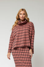 Pink Check Gigi Roll Neck Top - Sale