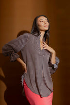 Navy/Pink Stripe Femme Blogger Shirt