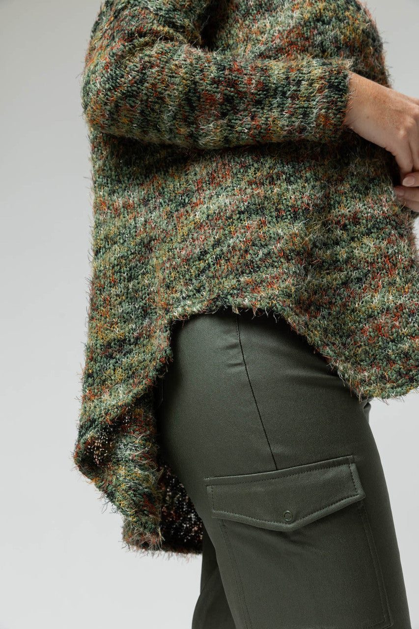 Khaki Speckle Fluffy V Neck Jumper