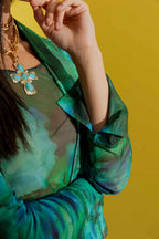 Green Mesh Trench Coat