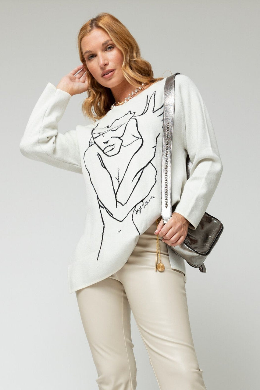 Ivory Jacquard Bodycon Jumper