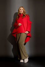 Red Cowl Neck Jumper Red S/M