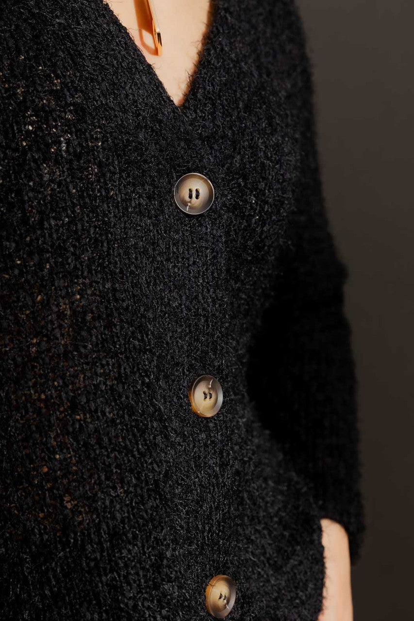 Black Fluffy Wonder Cardigan