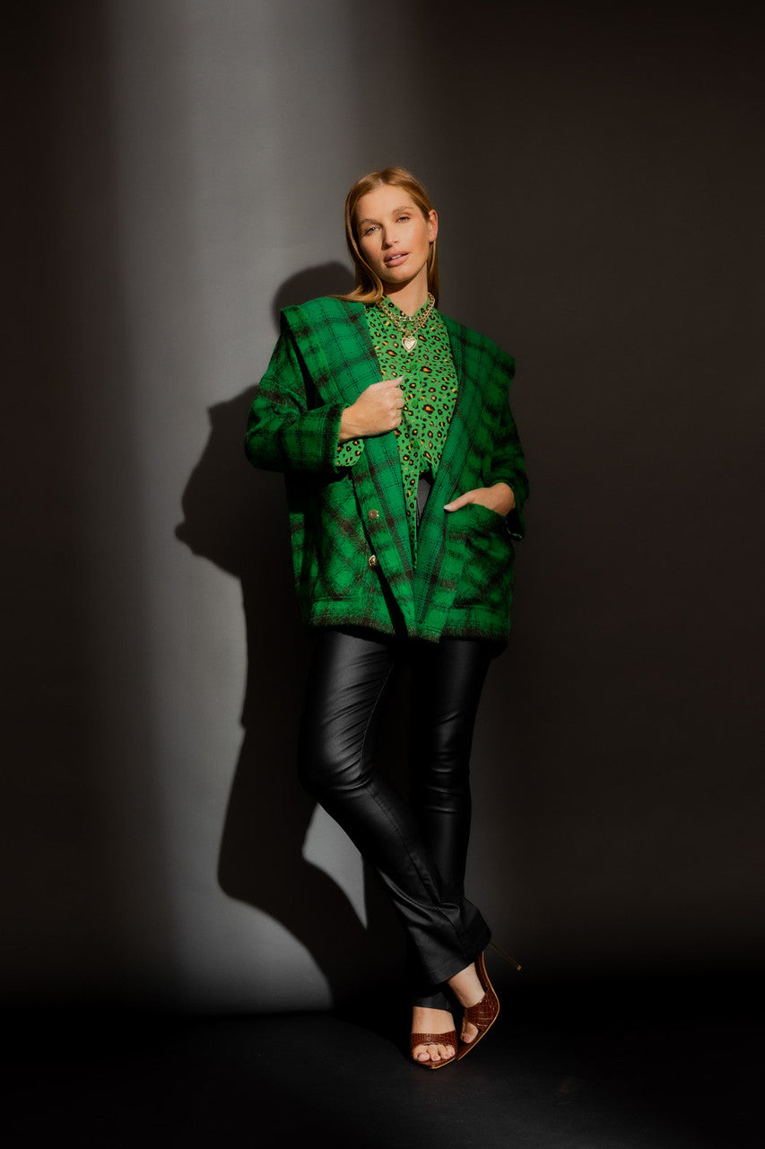 Green Check Hooded Coat Green Check