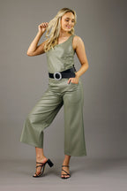 Avocado Vegan Leather Bustier Cami - FINAL SALE