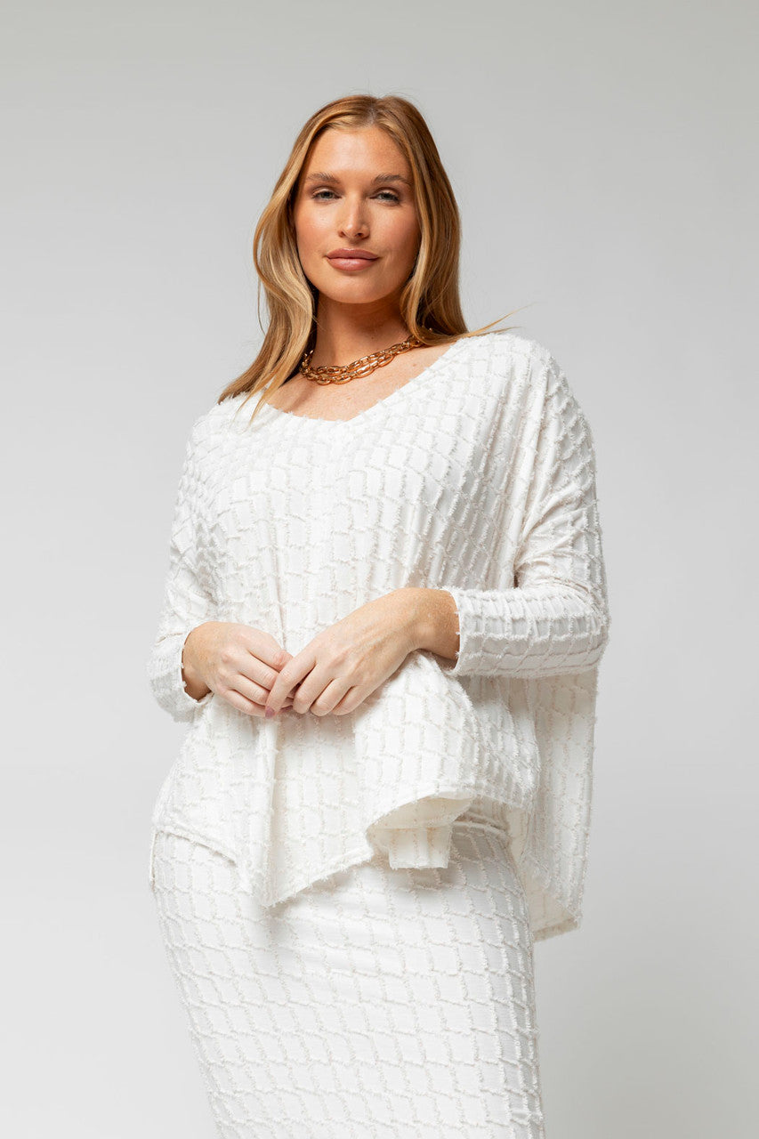 Ivory Shimmer Knit V Neck Jumper