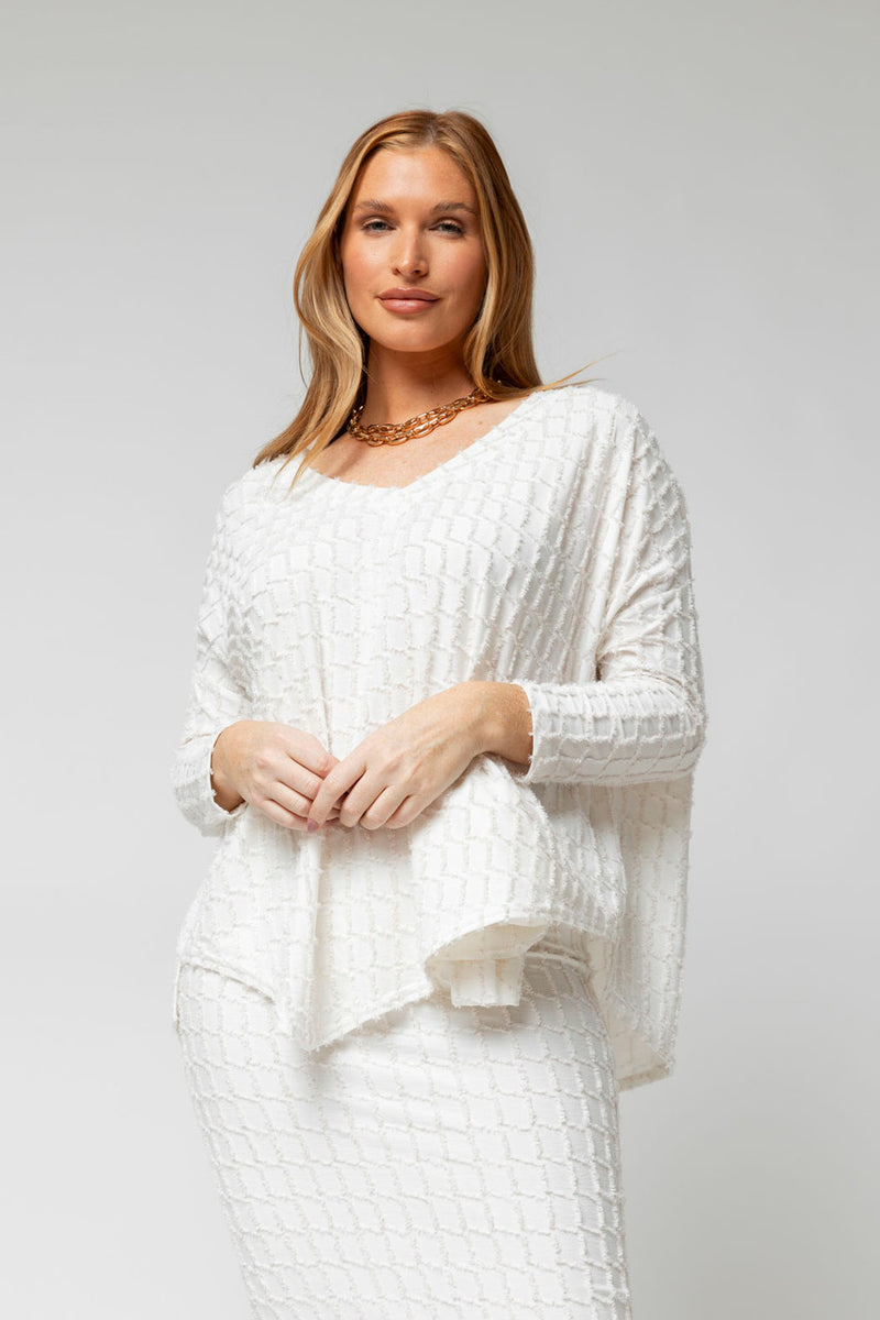 Ivory Shimmer Knit V Neck Jumper