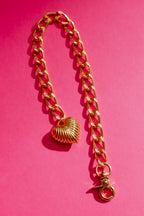 Gold Heart Anklet Gold O/S