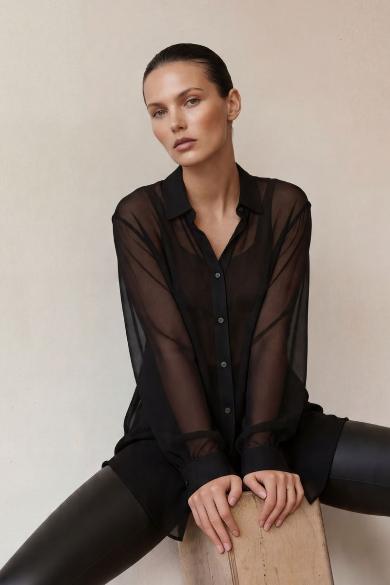 Black Viscose Charlie Shirt