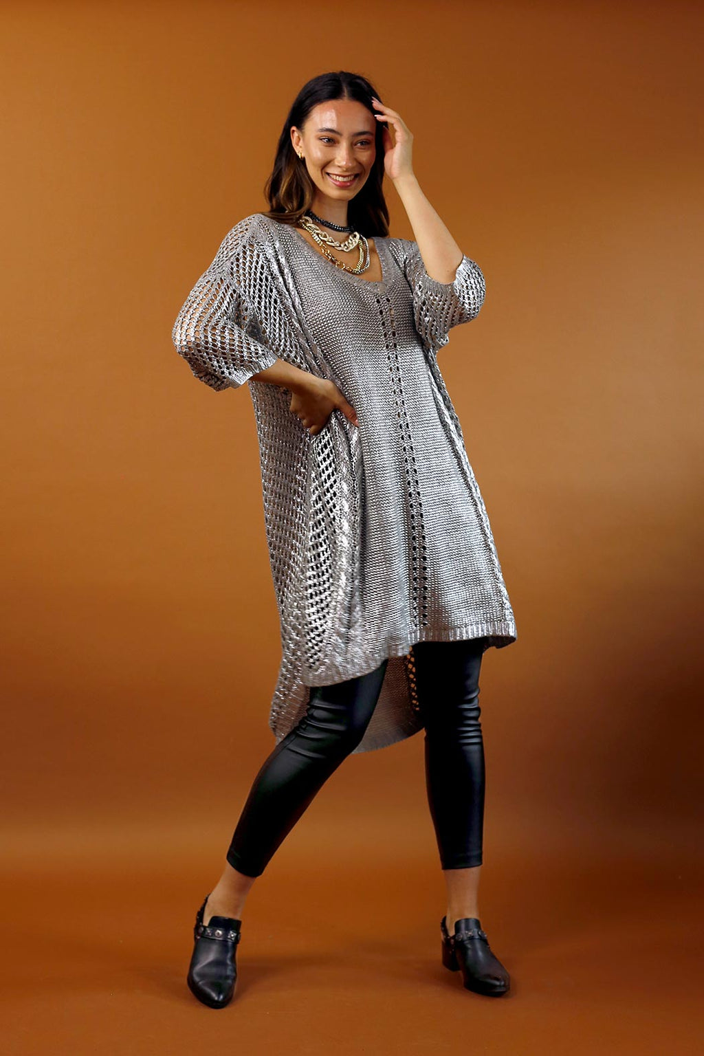 Khaki Foil Tunic - FINAL SALE
