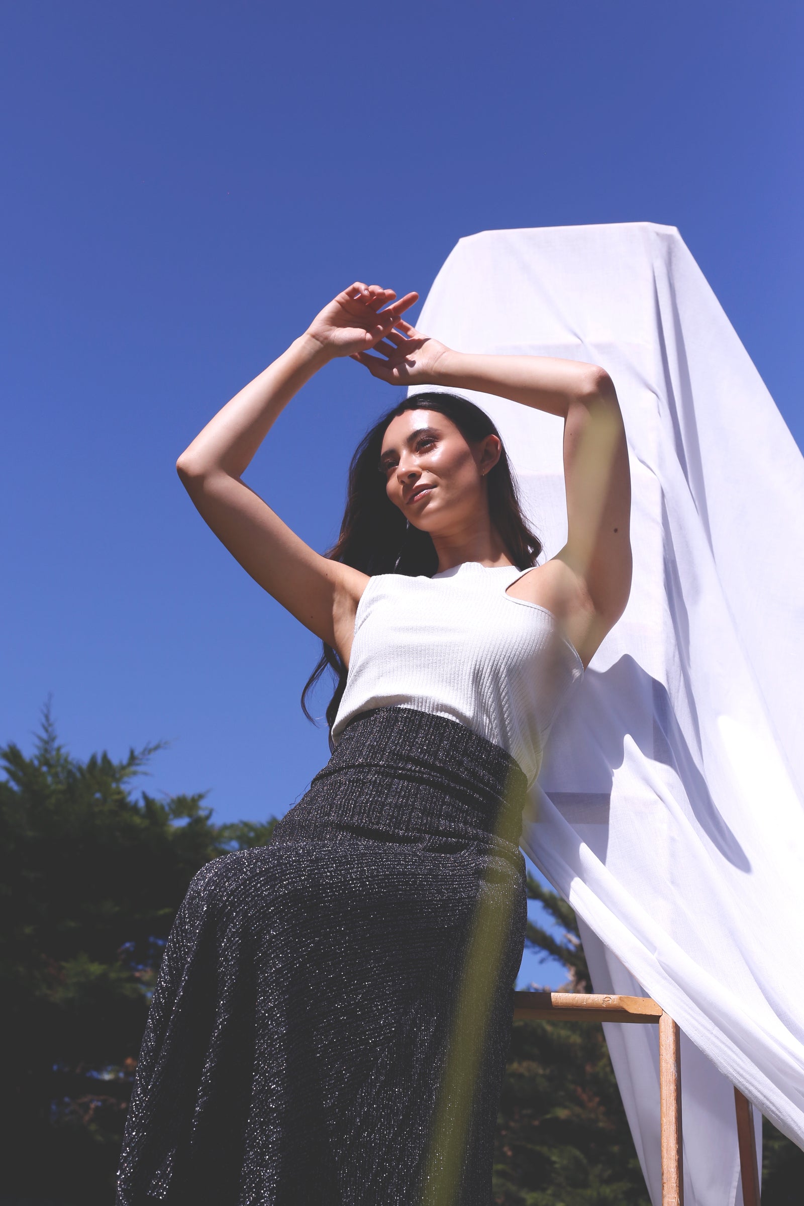 Silver Lurex Pleat Skirt - SALE