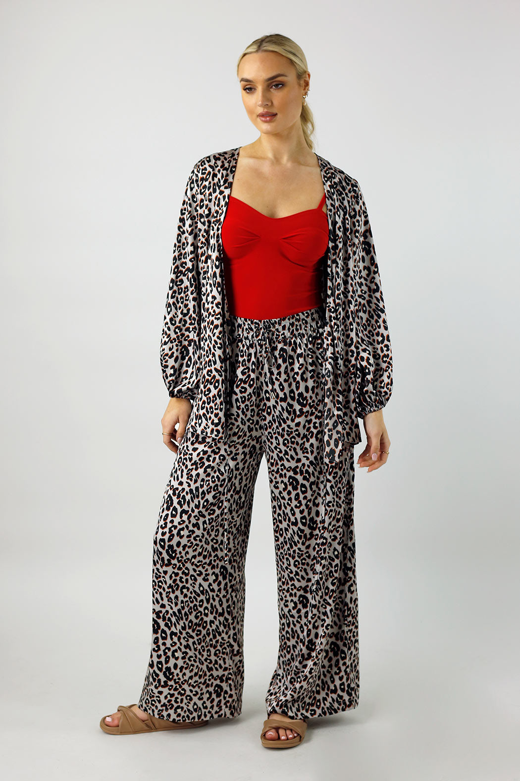 Silver Animal Silky Wrap Top - FINAL SALE