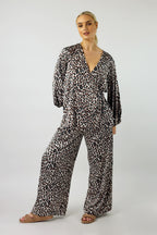 Silver Animal Silky Wrap Top - FINAL SALE