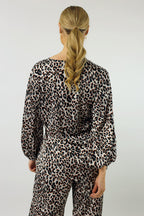 Silver Animal Silky Wrap Top - FINAL SALE