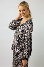 Silver Animal Silky Wrap Top - FINAL SALE