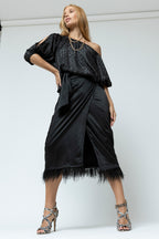 Black Animal Chambray Balloon Top - Sale