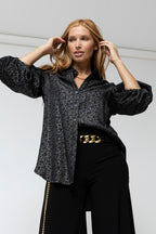 Black Animal Chambray Shoulder Top - Sale