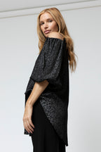 Black Animal Chambray Shoulder Top - Sale