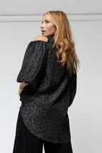Black Animal Chambray Shoulder Top - Sale