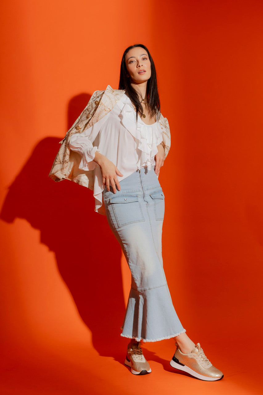 Light Denim High Waist Skirt