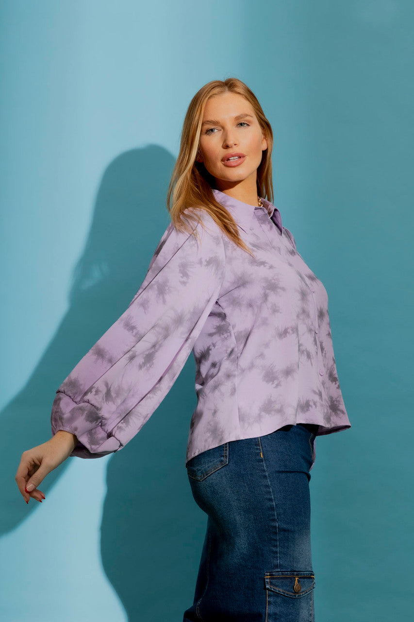 Lilac Balloon Sleeve Shirt