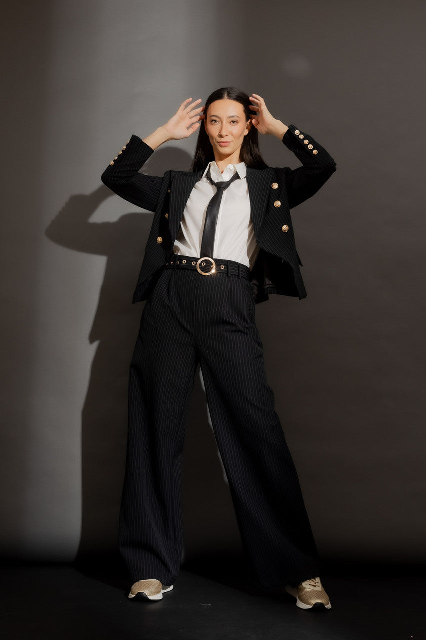 Black Stripe Cleo Pants Black Stripe