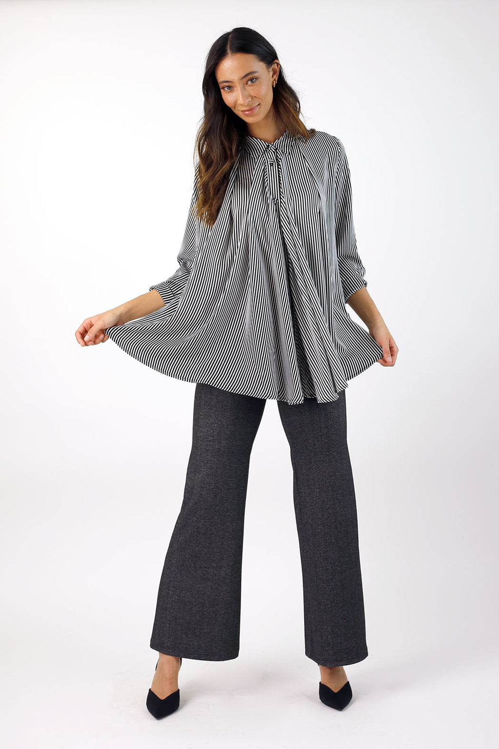 Stripe Silky Drape Shirt - FINAL SALE