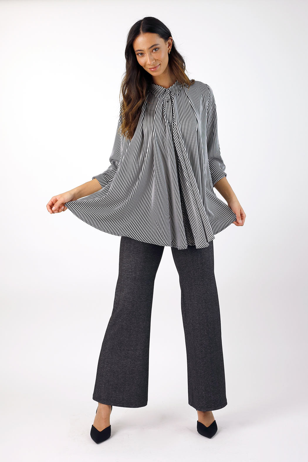 Stripe Silky Drape Shirt - FINAL SALE