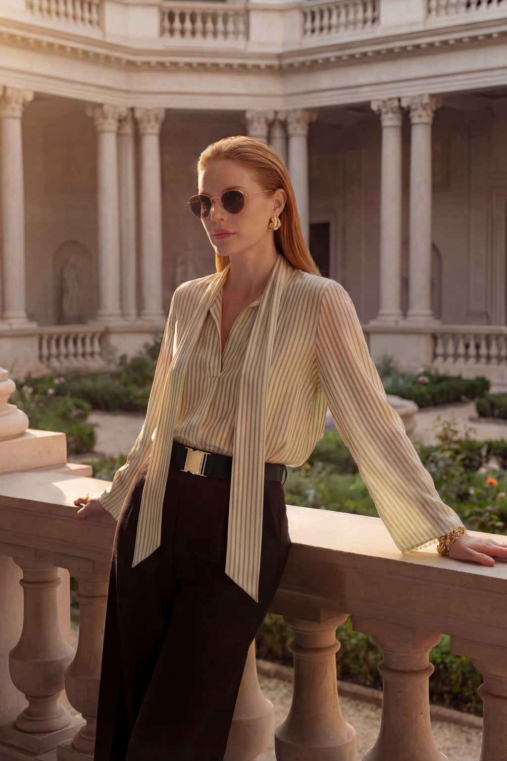 Stripe Tie Collar Blogger Shirt