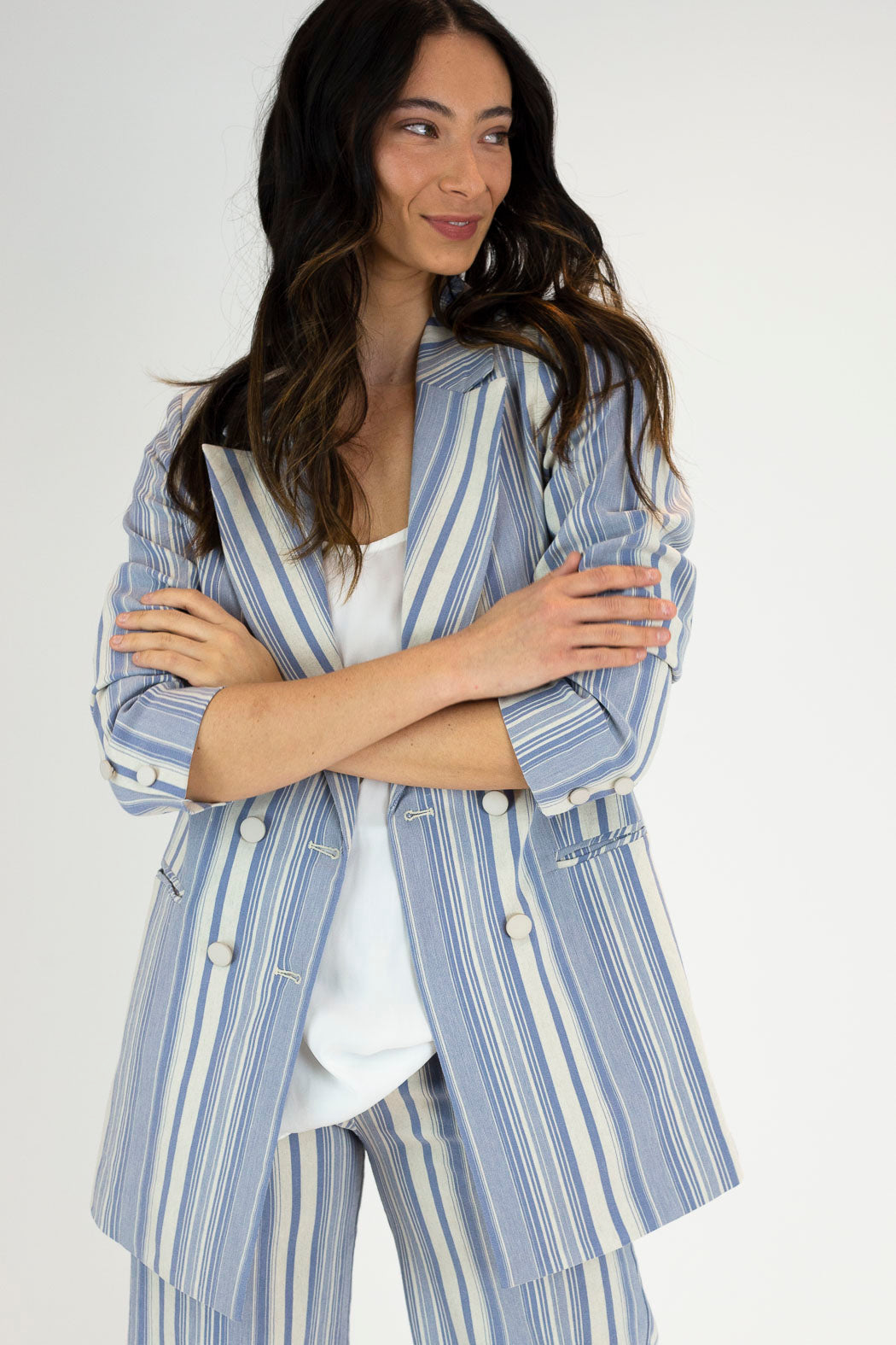 Blue Stripe Bengaline Blazer - Sale
