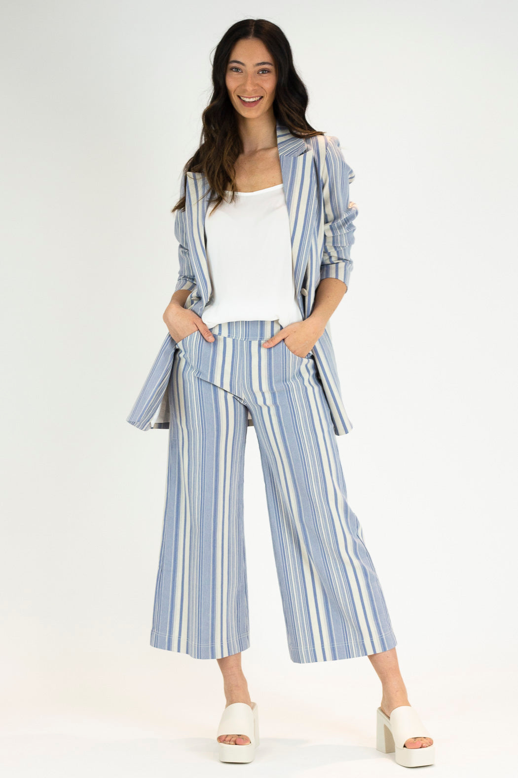 Blue Stripe Bengaline Blazer - Sale