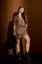 Coffee Luxury Linen Short