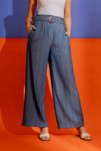 Denim Self Stripe Cleo Pant