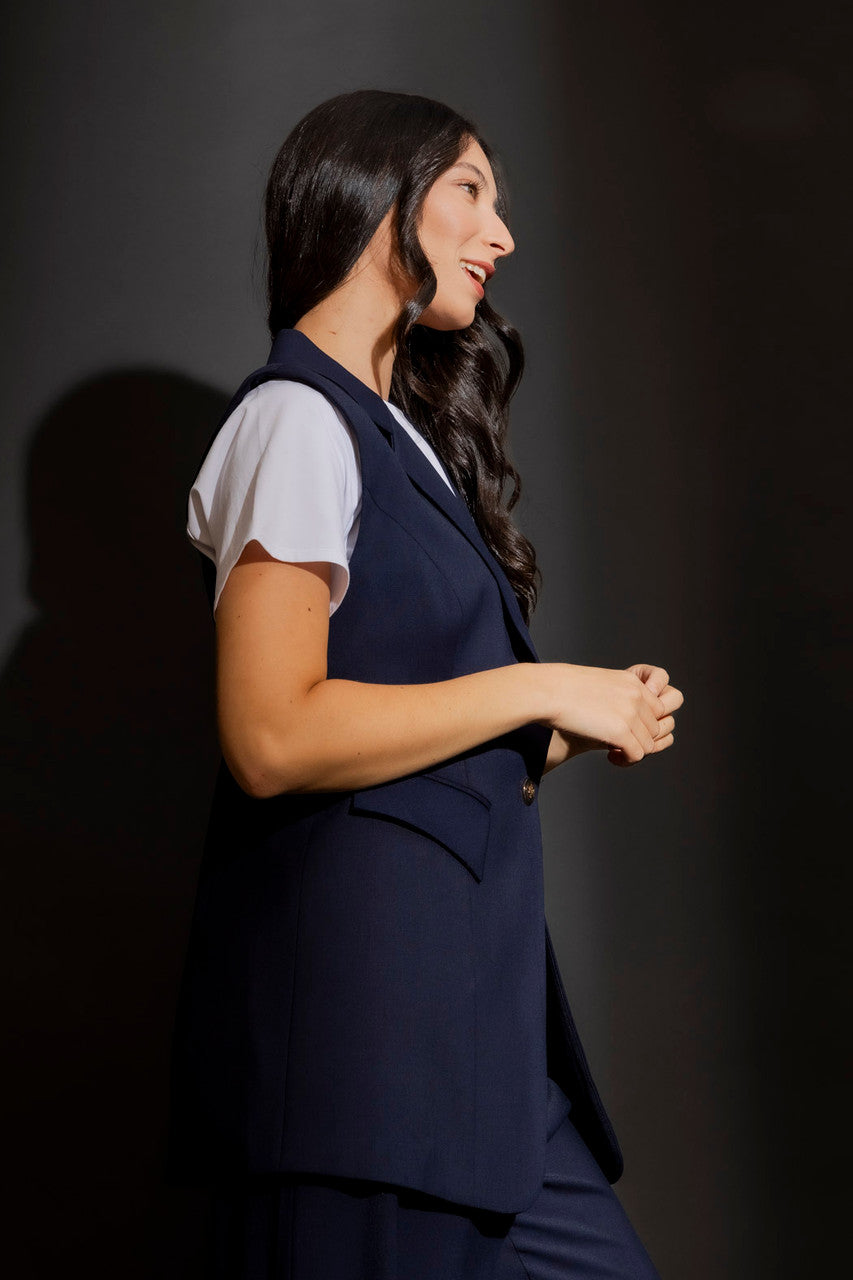Navy Sorrento Single Breasted Vest