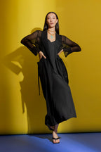 Black Mesh Trench Coat