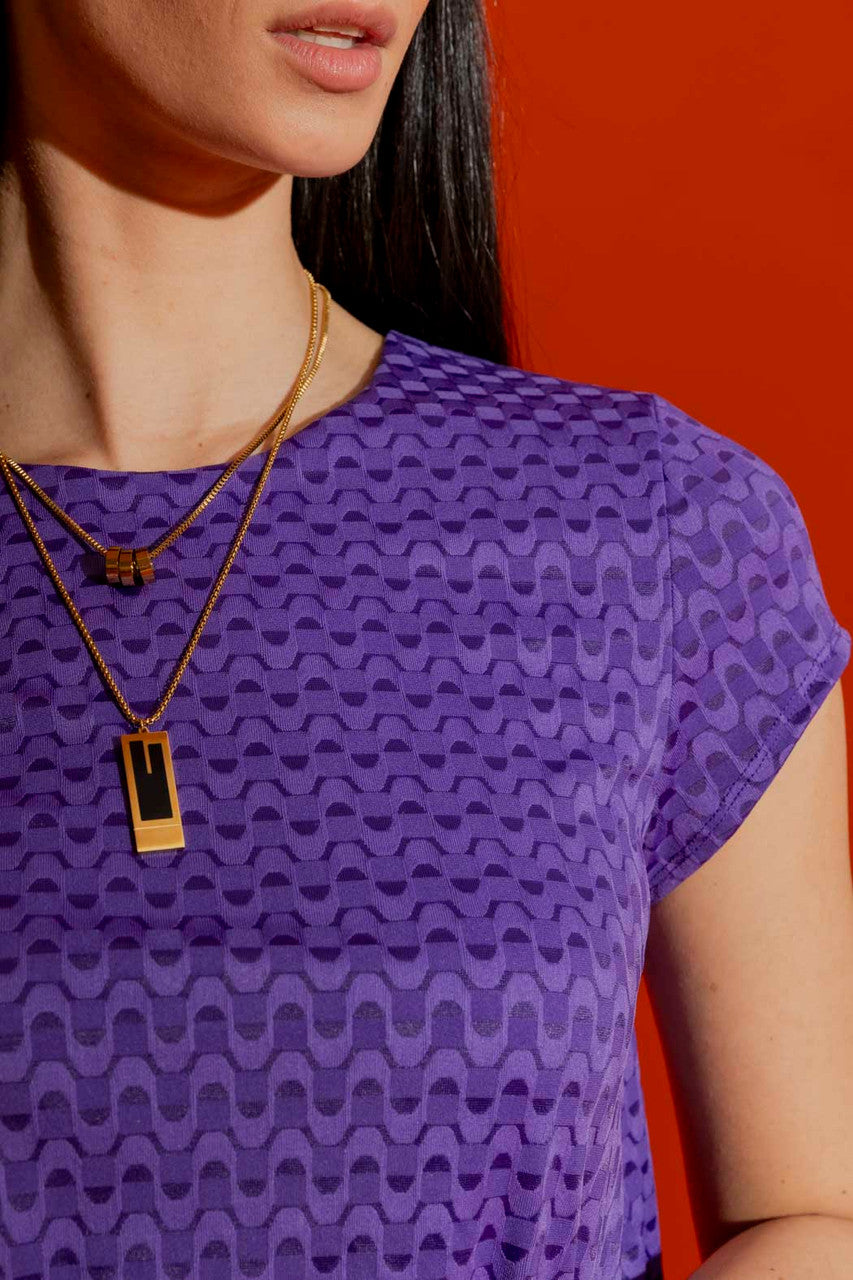 Purple Wave Bell Cap Sleeve Top