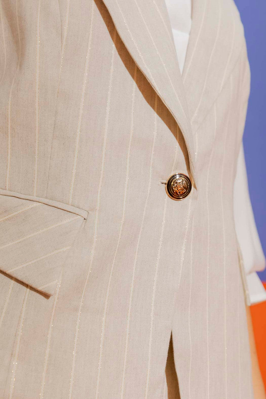 Natural Stripe Linen Vest