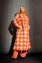 Orange Check Zip Coat Orange Check